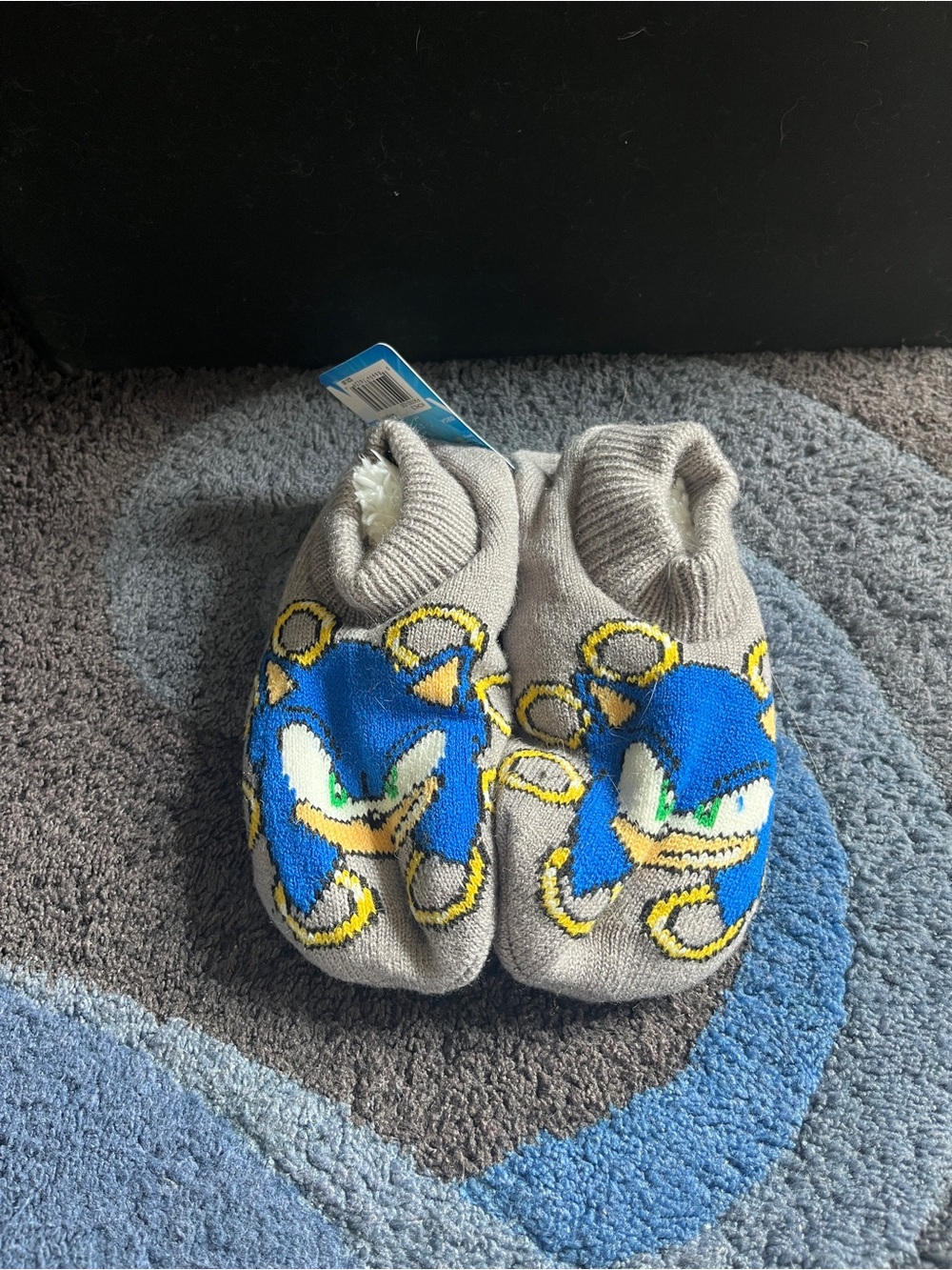 Sonic the Hedgehog Kids Gray Plush-Lined Slipper Socks